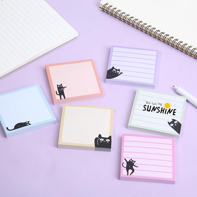 Mr. Pen- Black Cat Sticky Notes Set, 6 Pads, 480 Sheets | Black Cat Sticky Notes - Image 9