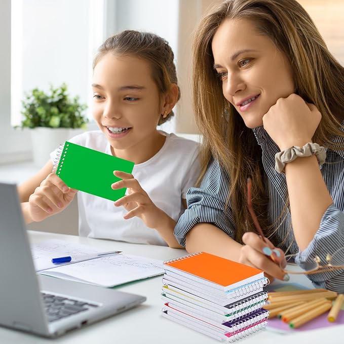 72 Pcs Small Pocket Notebooks 3 x 5 Inch Mini Memo Spiral Notepads Top Bound College Ruled Lined Note Pads for Back School Office Journaling Noting, 75 Sheets/Pad (Rainbow)-DeskLoop Office