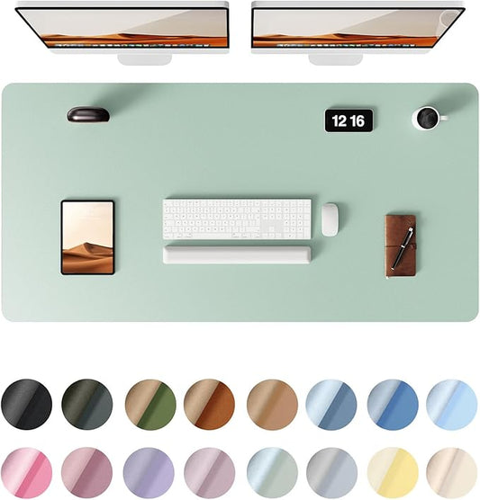 YSAGi Leather Desk Protector, Office Mat, Large Mouse Mat, Non-Slip PU Leather Blotter, Laptop Desk Pad, Waterproof Writing Pad for Office and Home (Pale Green, 47.2" x 23.6")-DeskLoop Office