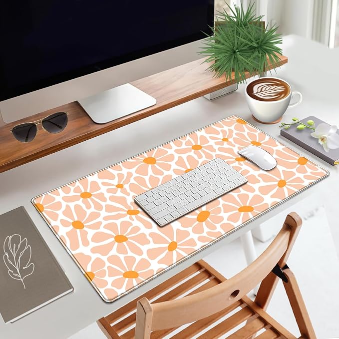 Boho Groovy Floral Leaf Mouse Pad Xl-31.5x15.7in-Desk Mousepad-Extended - Image 7