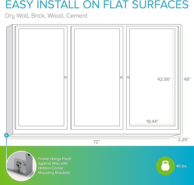 Ghent 48"x72" 3-Door Outdoor Enclosed Vinyl Bulletin Board, Shatter Resistant, with Lock, Satin Aluminum Frame - Ivory (PA34872VX-185), Made in the USA-DeskLoop Office