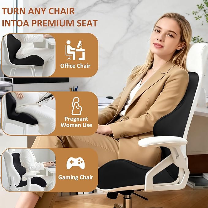 Seat Cushion with Back Support, Lumbar Support Pillow - Image 6