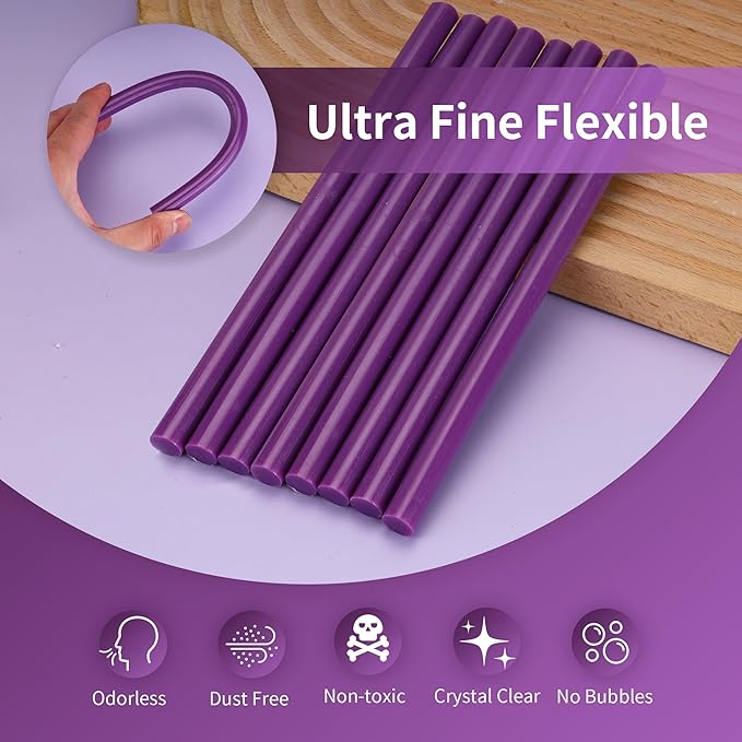 MATUFF Purple Hot Glue Sticks Full Size 0.43” Dia x 8” Long, 20 pcs Hot melt Adhesive Glue Sticks, All-Purpose Colored Glue Gun Sticks for DIY Purple Crafting Arts and Wedding Cards, Sealing (Mauve)-DeskLoop Office
