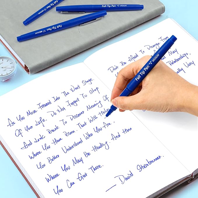 Lelix Felt Tip Pens, 30 Blue Pack, 0.7mm Medium Point, Felt Tip Markers Pens for Journaling, Writing, Note Taking, Planner, Perfect for School Office and Art Supplies-DeskLoop Office