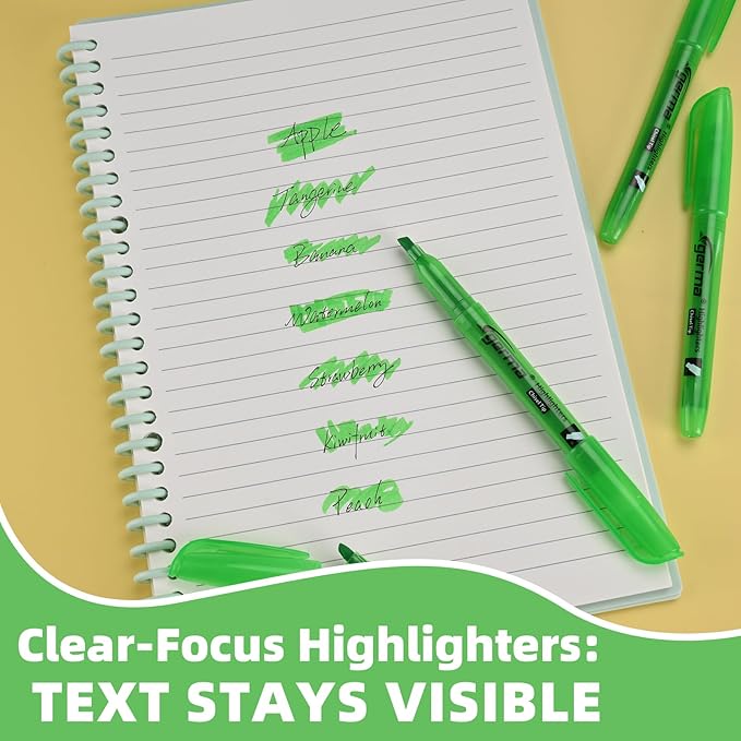 Highlighters 36 Pack, Chisel Tip Green Highlighter Bright Colors,Quickly Drying, Perfect for Students Kids Adults Classroom, School, Office-DeskLoop Office