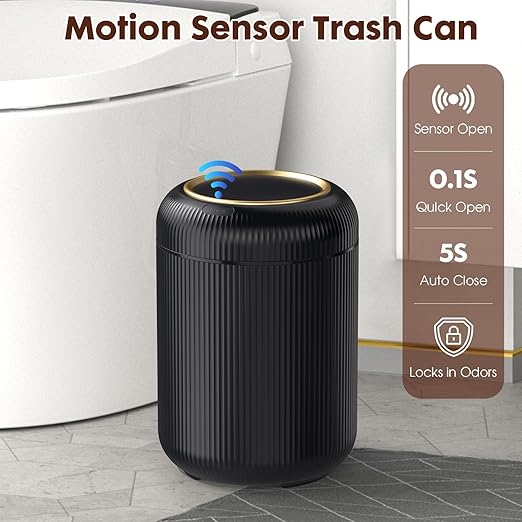 Procade Bathroom Trash Can Automatic Touchless,Motion Sensor Trash Bin,3 Gallon /11 L Smart Office Garbage can with Lid,Small Black Garbage Bin Wastebasket for Bedroom,Toilet, rv, Kitchen,Living Room-DeskLoop Office