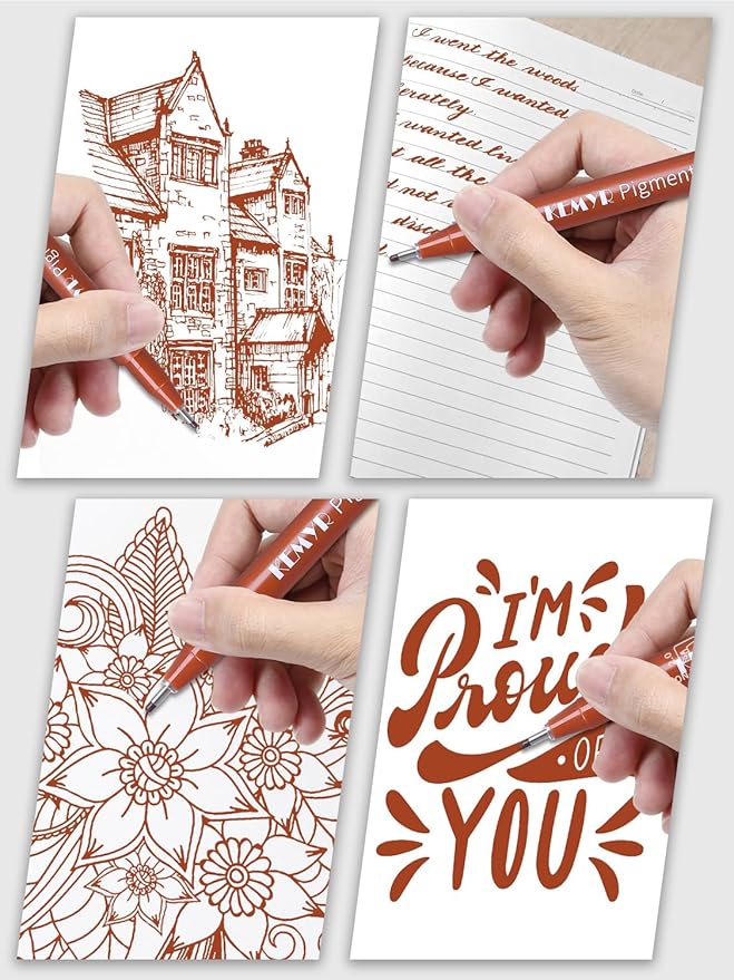 10 Micro Fine liner Drawing Art Pens Calligraphy Pens: 0.05mm-1.0mm Size Art supplies Waterproof Archival Sepia Ink Markers For Artists,Use for Professional Watercolor,Sketching-DeskLoop Office