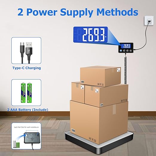 Shipping Scale, 440 lbs/0.35oz High Accurate Digital Postal Scale with Hold/Tare Function, Shipping Scale for Small Business, Packages, Luggage, Home Use, Battery & Charging Cable Include-DeskLoop Office