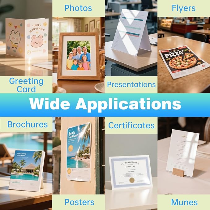 Uinkit 200Gsm 40 sheets 8.5 X 11 Double Sided Photo Paper Glossy 8.5x11 54lbs Inkjet for Dye Ink 200Gsm 9.13Mil for Inkjet Printing Printer (40, 8.5x11)-DeskLoop Office