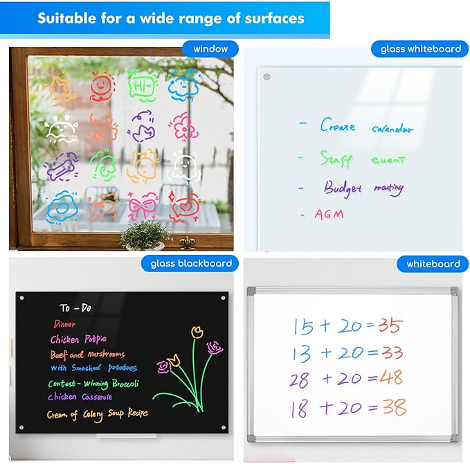 maxtek Neon Dry Erase Markers Fine Tip,Liquid Chalk Markers for Chalkboard,LED Note Board,Acrylic,First Day of School Board,Glass,Windows,1mm Fine Point,Assorted Colors,9 Count-DeskLoop Office
