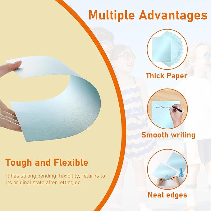 28 Sheets Light Blue Shimmer Cardstock 8.5 x 11 Certificate Paper, 92lb Premium Glossy Invitation Paper Card Stock for Wedding, Crafting, DIY Making Cards, Business Cards, Graduations-DeskLoop Office