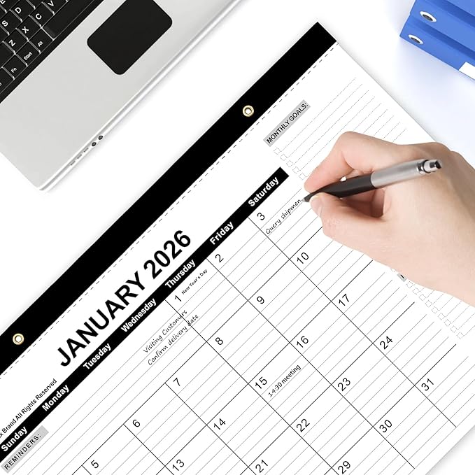 2026 Desk Calendar - Desk Calendar 2026 from Jan. 2026 to Dec 2026, Large 17" x 12" Desktop Monthly Calendar with Clear Waterproof Cover for Home School Office Desk Top Organizing-DeskLoop Office