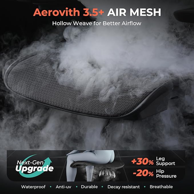 CAPOT Ergonomic Mesh Office Chair, Adjustable Lumbar High Back Desk Chair 400lbs, 4D Flip-up Arms, 3-Level Tilt Backrest, 3D Headrest, PU Wheels, Swivel Rolling Computer Seating for Long Desk Work-DeskLoop Office