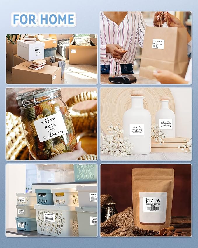 Phomemo 4"x3" Thermal Labels Roll for Small Business Supplies - Commercial Grade Logo Stickers for Business Customized - Waterproof Shipping Labels for Thermal Label Printer - 500 PCS Label Stickers-DeskLoop Office