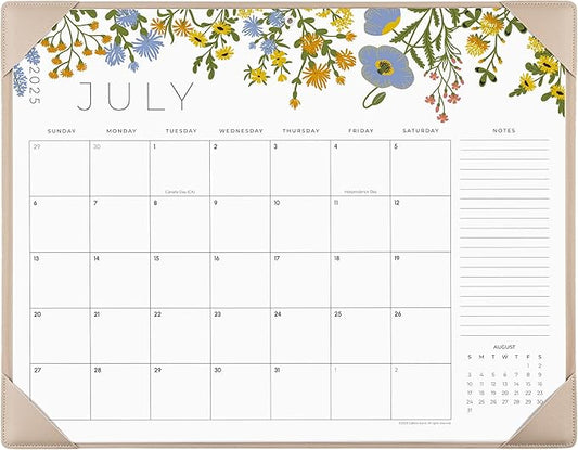 Desk Calendar 2025-2026 with Desktop Mat, Cabbrix Large Desk Pad Calendar 22 x 17 Inch Cover 12 Months Runs From July 2025 to June 2026, Floral Design Calendar 2025 for Home School and Office (Apricot)-DeskLoop Office