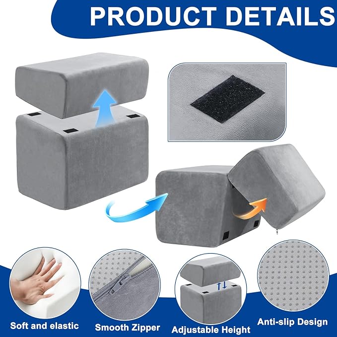 Adjustable Foot Rest for Under Desk at Work - 3 Height Ergonomic Footrest, 17x11 Inch Office Foot Stool, Soft Velvet Cushion, Non-Slip Base for Home & Office - 100% Memory Foam Filling-DeskLoop Office