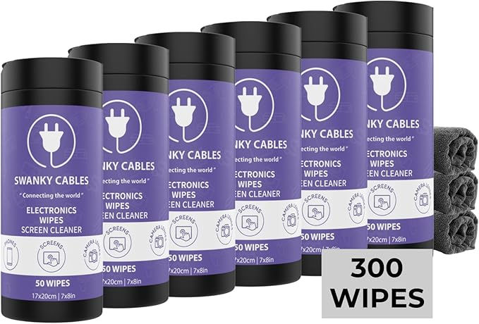 Screen Cleaner Wipes: Electronic Wipes for Screens - Computer Screen Wipes for Lens, Phone, Tv Screen and Monitor Cleaning - Tech Wipes & Microfiber Cloth (Canister, 300 Count)-DeskLoop Office