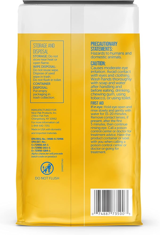 Nice 'N Clean Disinfecting Surface Wipes 72ct | Cleans & Disinfects Home & Kitchen Surfaces | Lemon Scent-DeskLoop Office