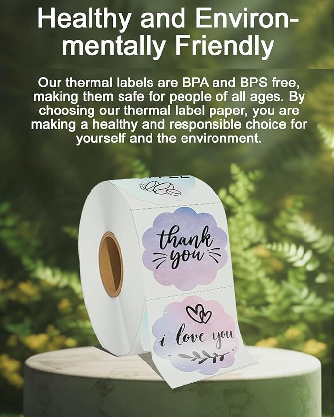 2''×2‘’ Flower Thermal Sticker Labels, Self-Adhesive 2 Inch Round Direct Thermal Labels, Multi-Purpose Sticker Label for DIY Logo Design,Name Tag,QR Code, 500 pcs/1 Roll, Starry Sky-DeskLoop Office