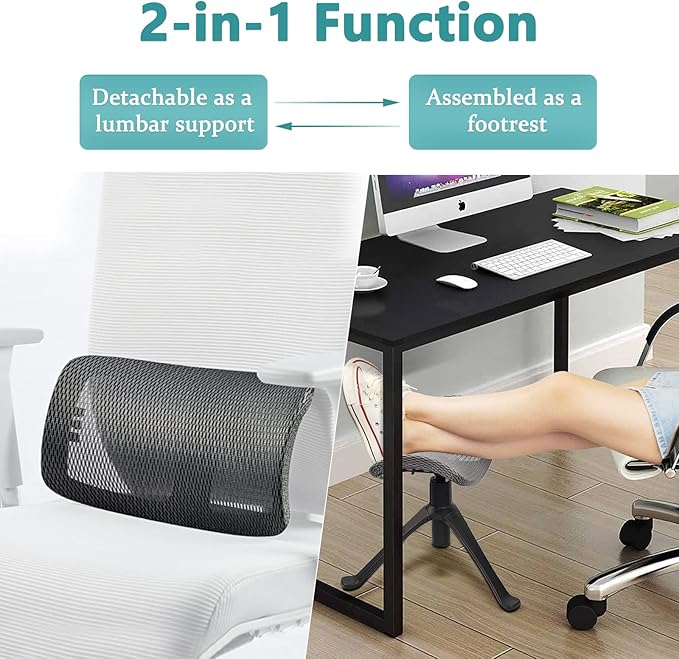 Footrest for Desk Adjustable Height 2-in-1 Function Rotatable Ergonomic Under Desk Footrest Ottoman Stool Rolling Leg Rest for Home Office (Gray)-DeskLoop Office