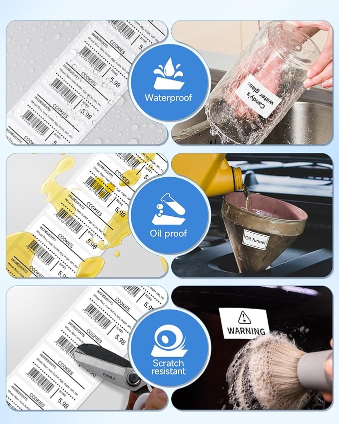 Thermal Labels - 1.96"X1.18" (50X30MM), Compatible with Label Maker Machine M100/ M110/ M150/ M220/ M250/ M108/ M221, Multi-Purpose Adhesive Thermal Labels, Black on White, 230 Labels/Roll