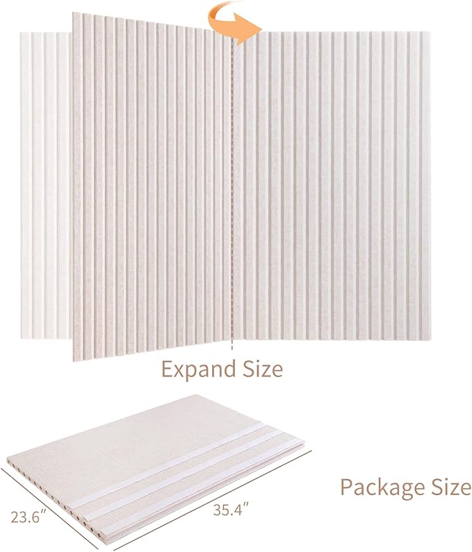 Large Bulletin Board, 48 x 36 inches Felt Board Decorative Pin Board, 4' x 3' Cork Board Alternative for Wall, Foldable Photo Board with 20 Pushpins - Oatmeal Stripes-DeskLoop Office