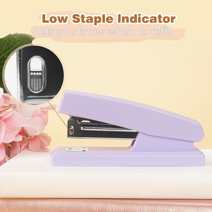 Tamaki Stapler, Office Stapler, Small Staplers for Desk, Purple-DeskLoop Office