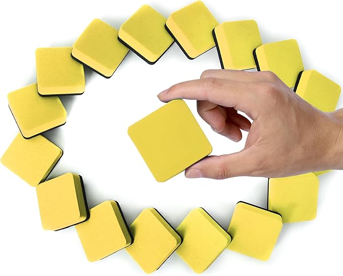 Magnetic Whiteboard & Chalkboard Cleansers, 48 Pack Small Dry Eraser, Magnetic Erasers (Yellor)-DeskLoop Office