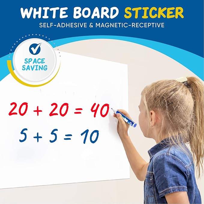 YOUNGJQ Magnetic Whiteboard Contact Paper 24" x 16" Adhesive Dry Erase White Board Sticker for Wall, Peel and Stick Wallpaper Easy to Write and Clean for Fridge Home Office-DeskLoop Office
