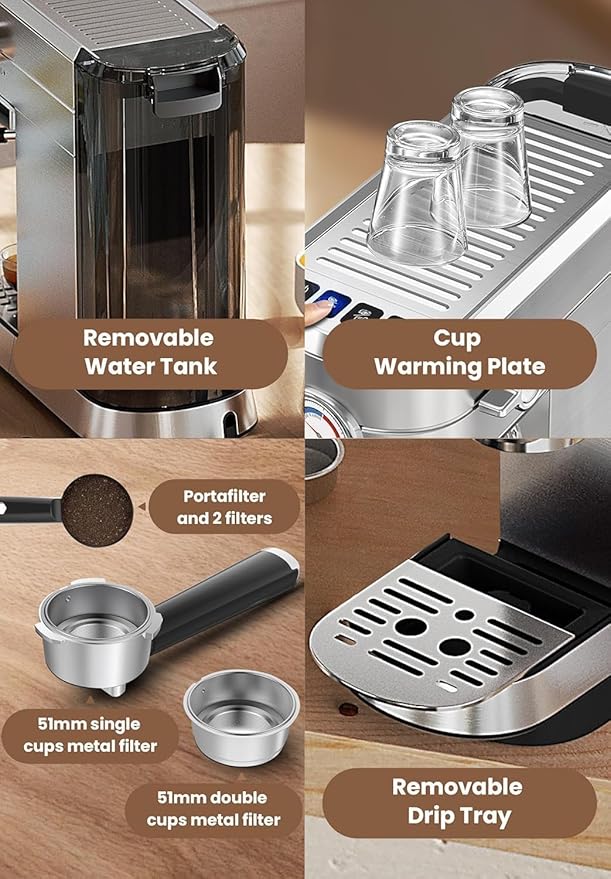 Gevi Commercial Espresso and Coffee Makers, Professional 20 Bar Espresso Maker with Milk Frother, Stainless Steel Expresso Coffee Machines for Home, Compact Cappuccino Machine, Great Gift-DeskLoop Office