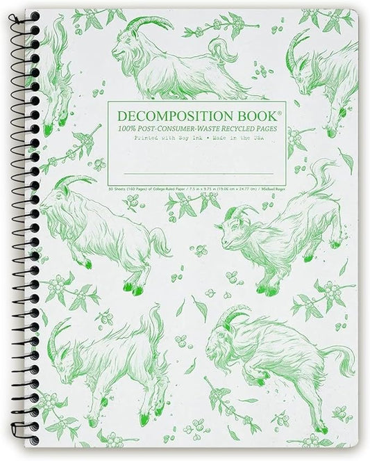 Decomposition Goatbook College Ruled Spiral Notebooks – 9.75 x 7.5 Journal with 160 Lined Pages – Notebooks for School Supplies, Home & Office – 100% Recycled Paper – Made in USA-DeskLoop Office