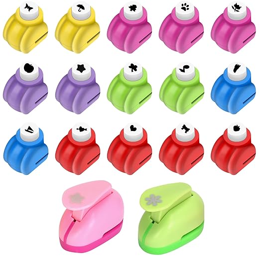 Paper Punches, Punch Craft Set Punches, Hole Punch Shapes Scrapbooking Supplies for Kindergarten Teacher Office Supplies and DIY Arts (Cute 2pcs + Mini 15pcs)-DeskLoop Office