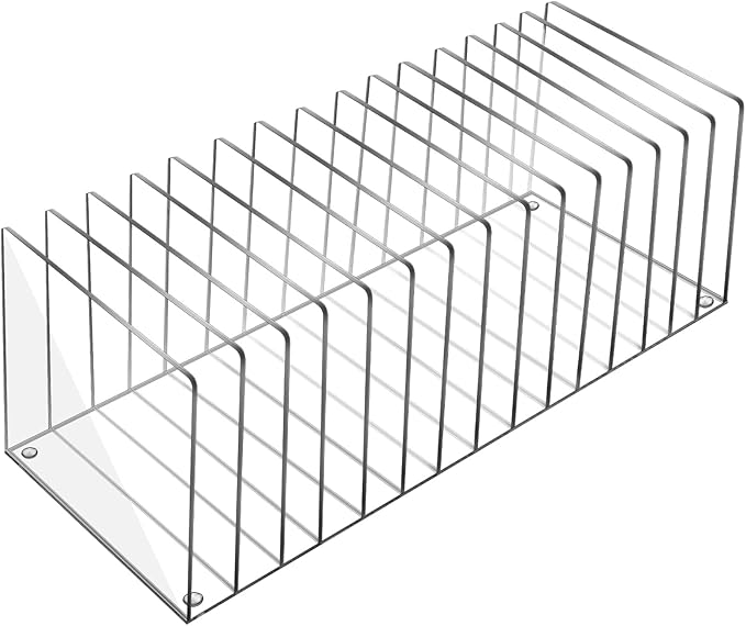 Ctosree Acrylic File Organizer for Desk Vertical 15 Compartments File Sorter Mail Organizer Desktop Countertop Folder Stand Racks for Office Home School Desk(Rectangle,Clear)-DeskLoop Office