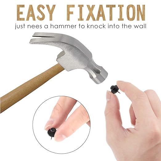 Push Pins Picture Hangers Double Headed Thumb Tacks Wall Hooks for Wall Hangings Picture Hangers Nails Small Photo Hanging Hook Pins for Home Office Photo Decor(Black,25 Pieces)-DeskLoop Office