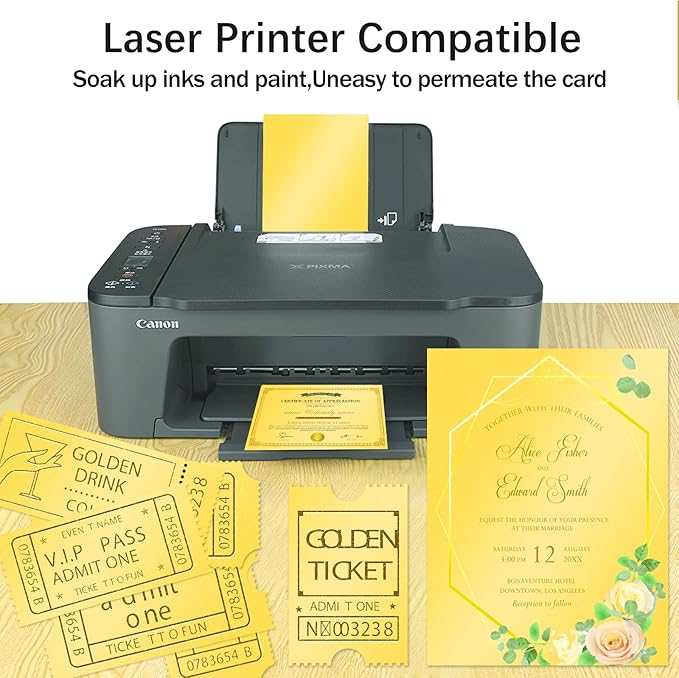 Double Sided Gold Cardstock 8.5 x 11 Metallic Paper, Goefun 100 Sheets 80lb Shimmer Card Stock for Printing, Copy, Invitations, Card Making-DeskLoop Office