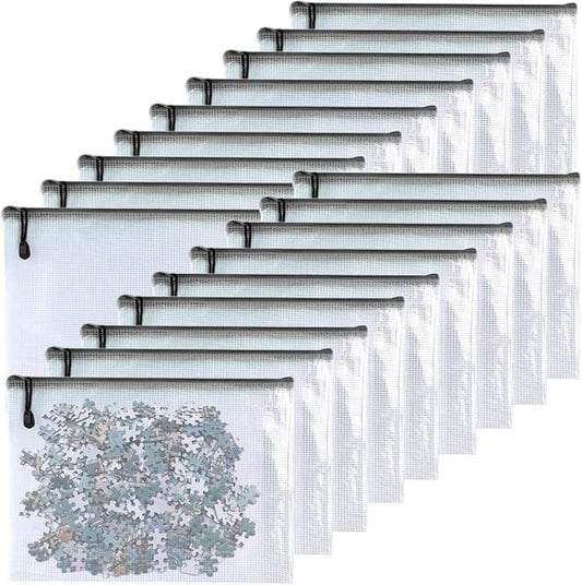 Oaimyy-Plastic Mesh Zipper Pouch Document Folders Bag Zipper Zip File Folders for Puzzles Games,Board Game Organization,Organizing Classroom Office Storage (Black, 4"x 6")-DeskLoop Office