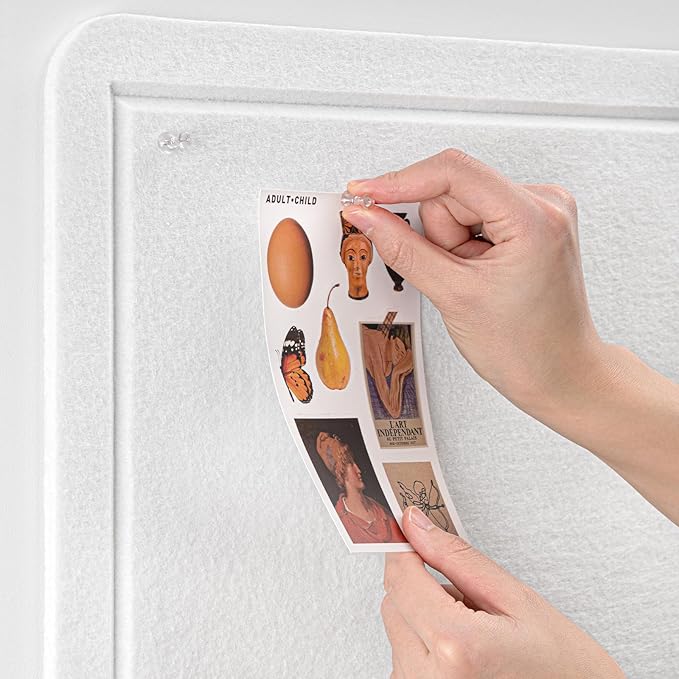 Large Bulletin Board - 48 x 36 Inches, Decorative Felt Pin Board for Wall - 4' x 3' Foldable Photo Display Board with Self-Adhesive Tape, Includes 20 Push Pins - White-DeskLoop Office
