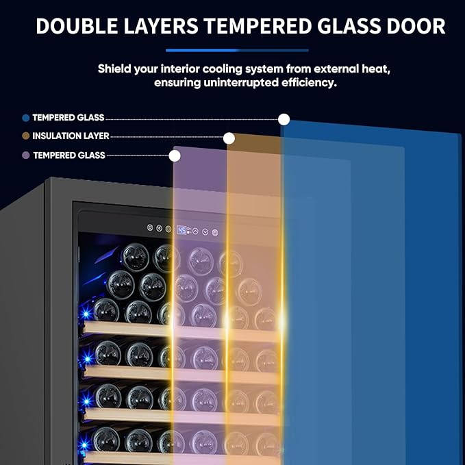 200 Bottle Upgrade Wine Cooler Refrigerator - 24 Inch Large Capacity Wine Fridge Built-In Freestanding, with Quiet Compressor, Professional Temperature Control & Wine Cellar - Black-DeskLoop Office