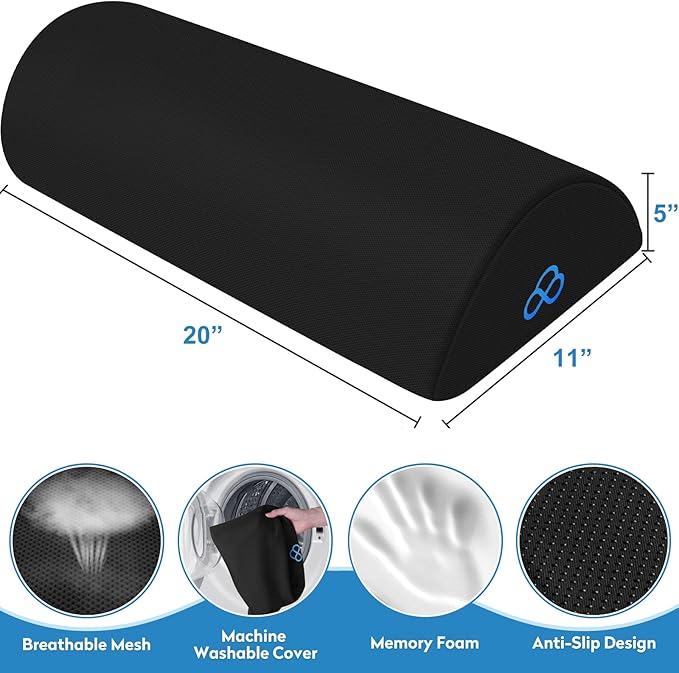 StepLively Foot Rest Ergonomic Pillow for Under Desk at Work, Anti-Fatigue Footrest Support Pillow for Fatigue & Pain Relief, Comfortable for Office Chair, Car Seat & Gaming Chair - Black, Large-DeskLoop Office