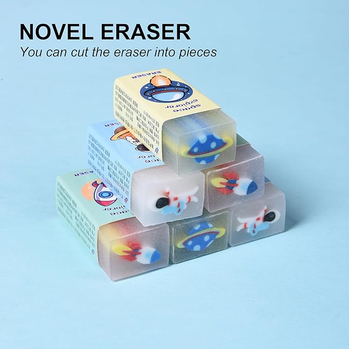 18Pcs Cute Outer Space Themed Erasers for Kids Bulk, Kawaii Fun Pencil Jelly Erasers for School Classroom Supplies Prize Gifts Party Favors-DeskLoop Office