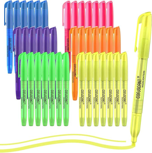 Highlighter - 36 pack color highlighter, color transparent visible fluorescent pen shell, wide chisel point mark, fluorescent pen, school, office-DeskLoop Office
