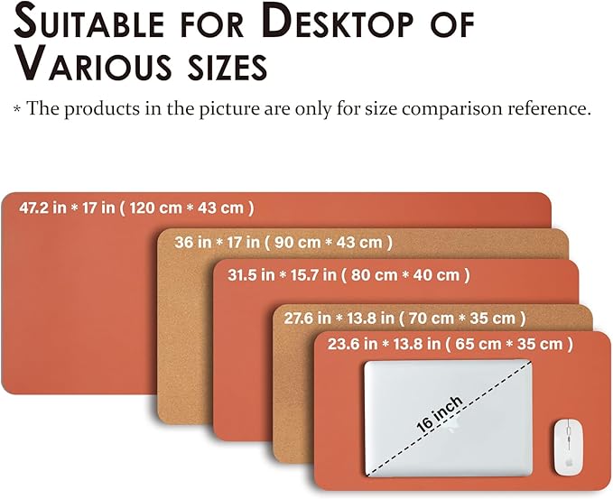 Cork Desk Mat - Dual-Sided Desk Pad for Office and Home - Desk Organization and Accessories - Ideal for Large Mouse Pad and Desk Mats on Top of Desks(Orange,80cmx 40cm)-DeskLoop Office
