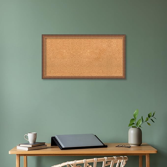 Amanti Art Natural Cork Board for Wall, 18x34 Vision Board with Bronze Frame, Medium Corkboard Office Decor for Home Organization, Modern Corkboard Pinboard to Display Items for Home Organization in-DeskLoop Office