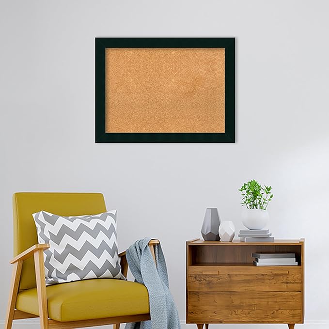 Amanti Art Natural Cork Board for Wall, 24x32 Vision Board with Black Wood Frame, Medium Corkboard Office Decor for Home Organization, Modern Contemporary Corkboard Pinboard to display items for home-DeskLoop Office