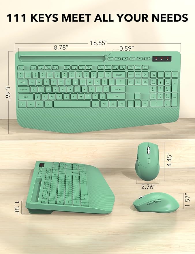Wireless Keyboard and Mouse Combo - Full-Sized Ergonomic Keyboards with Wrist Rest, Phone Holder, Sleep Mode, Silent 2.4GHz Cordless Combo for Computer, Laptop, PC, Mac, Windows -Trueque-DeskLoop Office