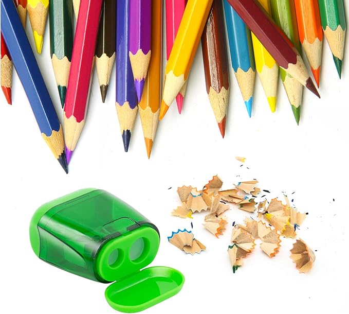 KIDMEN Manual Pencil Sharpeners,2 Holes Compact Sharpener with Lid for Kids, School and Office-12 Pack-DeskLoop Office