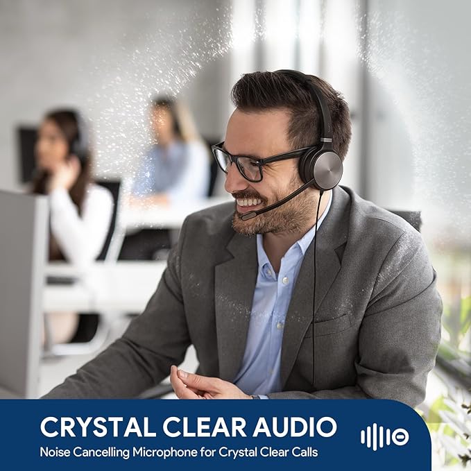 Yealink UH36 Professional USB Headset, Wired Headphones for Computer PC Laptop Work Headset with Noise Canceling Mic for Call and Music(for Teams Certified, Stereo,3.5mm Jack/USB Connection)-DeskLoop Office