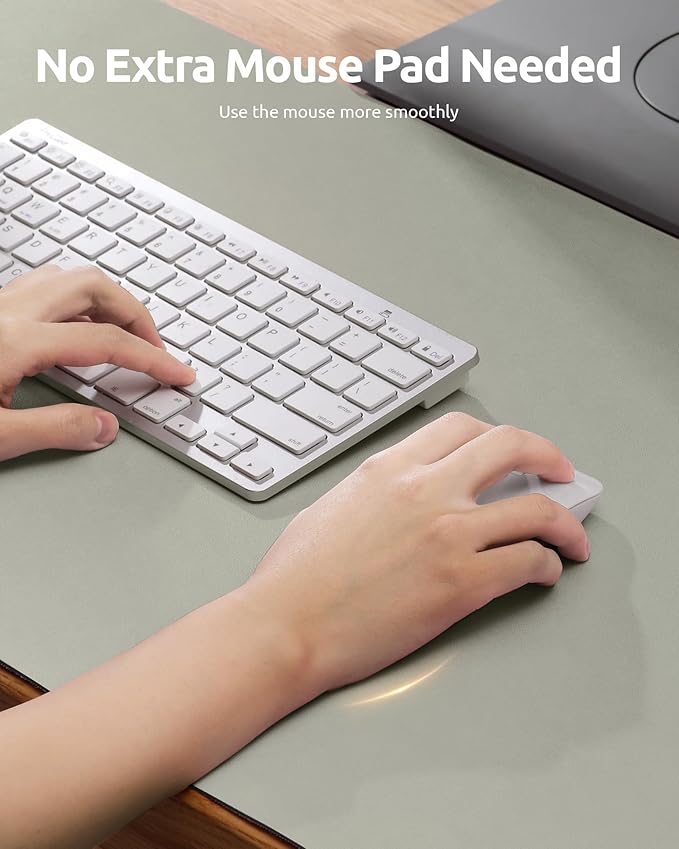 YSAGi Leather Desk Protector, Office Mat, Large Mouse Mat, Non-Slip PU Leather Blotter, Laptop Desk, Waterproof Writing Pad for Office and Home (Sage Green, 31.5" x 15.8")-DeskLoop Office