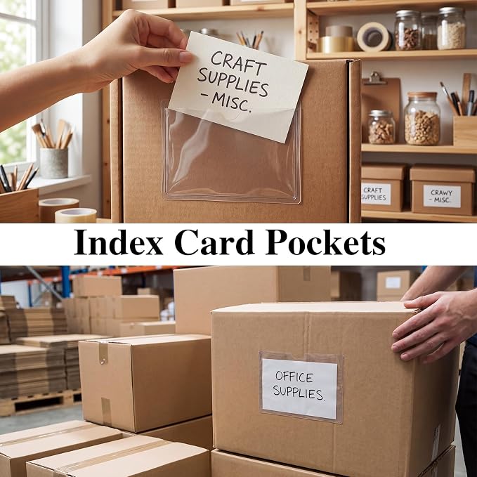 48 Pack 3" x 5" Index Card Holder Adhesive Label Holders Clear Tote Bag Labels - Image 7