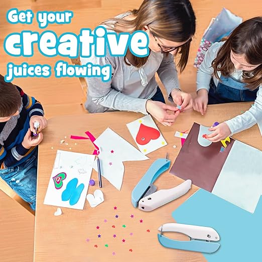 UCEC Paper Hole Punch Shapes, Single Holes Puncher, 1/4 Inch Handheld Star Punch + Heart Shape Puncher, Star Mini Hole Punch Heart Punches of School Supplies for DIY Scrapbook, Paper Crafts-DeskLoop Office